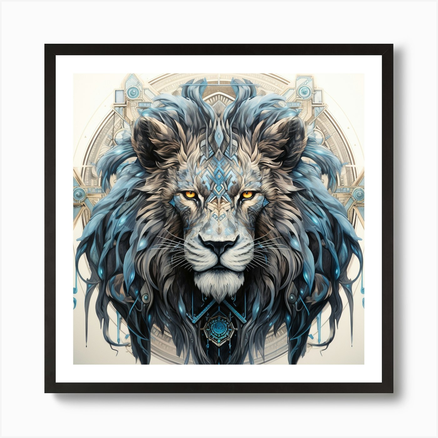Lion Art Gothic Future Art Print Framed Wall Art Poster Canvas Print Picture
