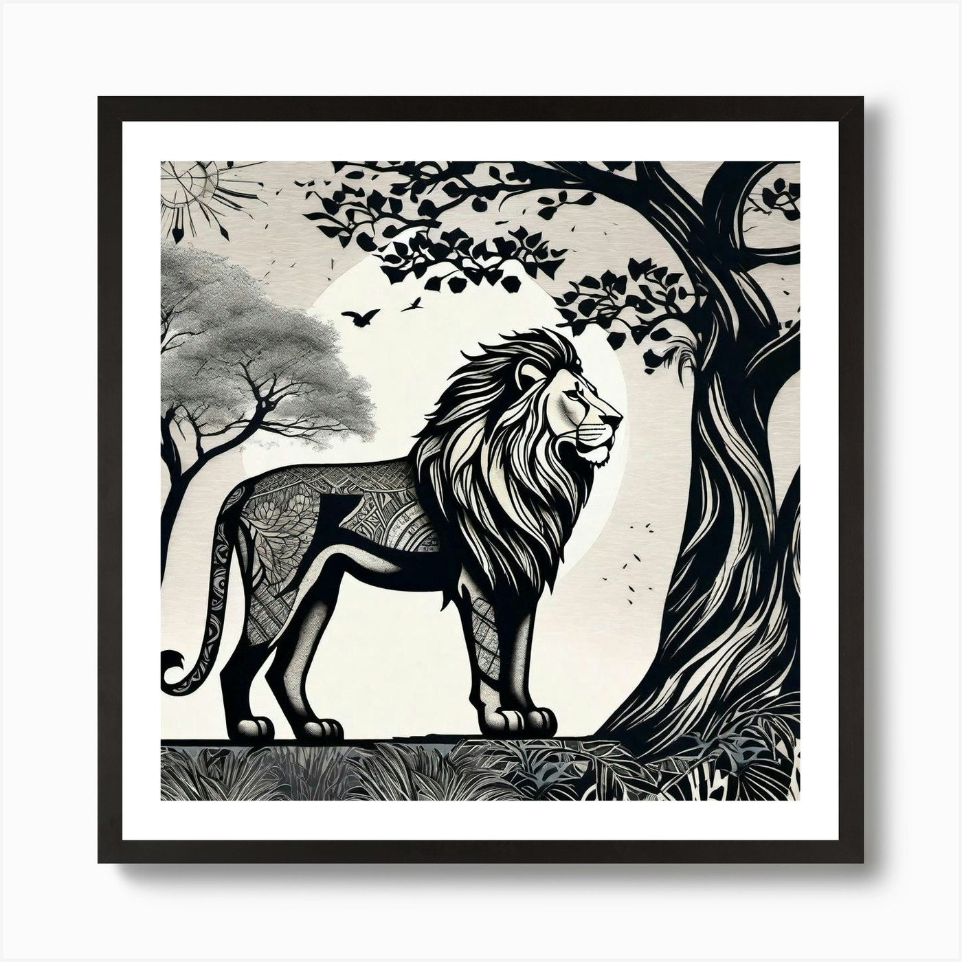 Lion In The Forest 28 Art Print Framed Wall Art Poster Canvas Print Picture