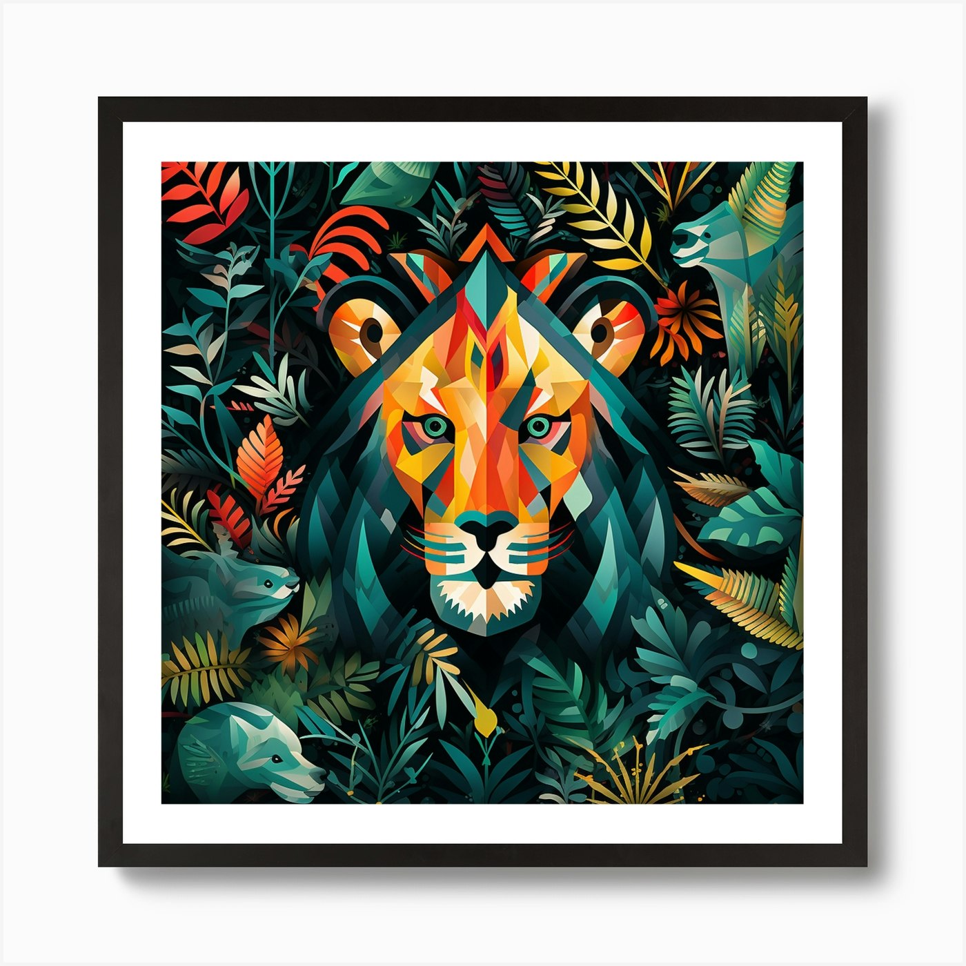 Lion In The Jungle 10 Art Print Framed Wall Art Poster Canvas Print Picture