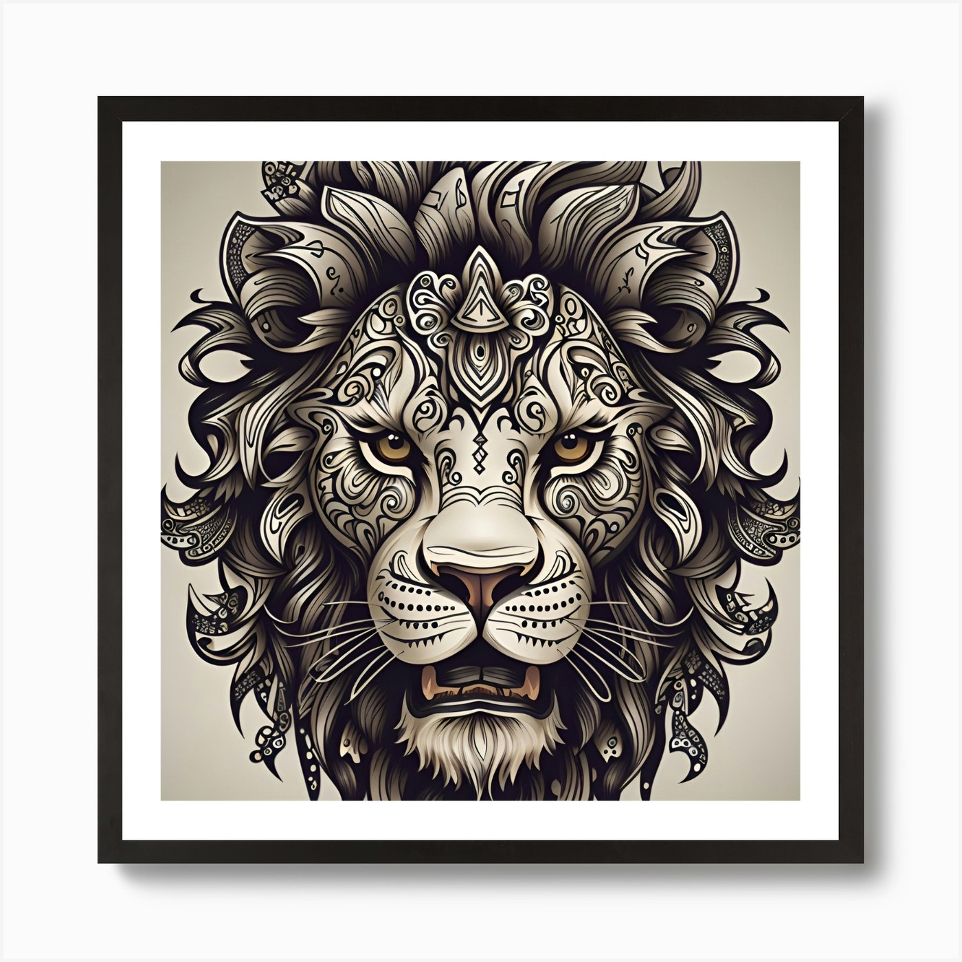 Lion Head 1 Art Print Framed Wall Art Poster Canvas Print Picture