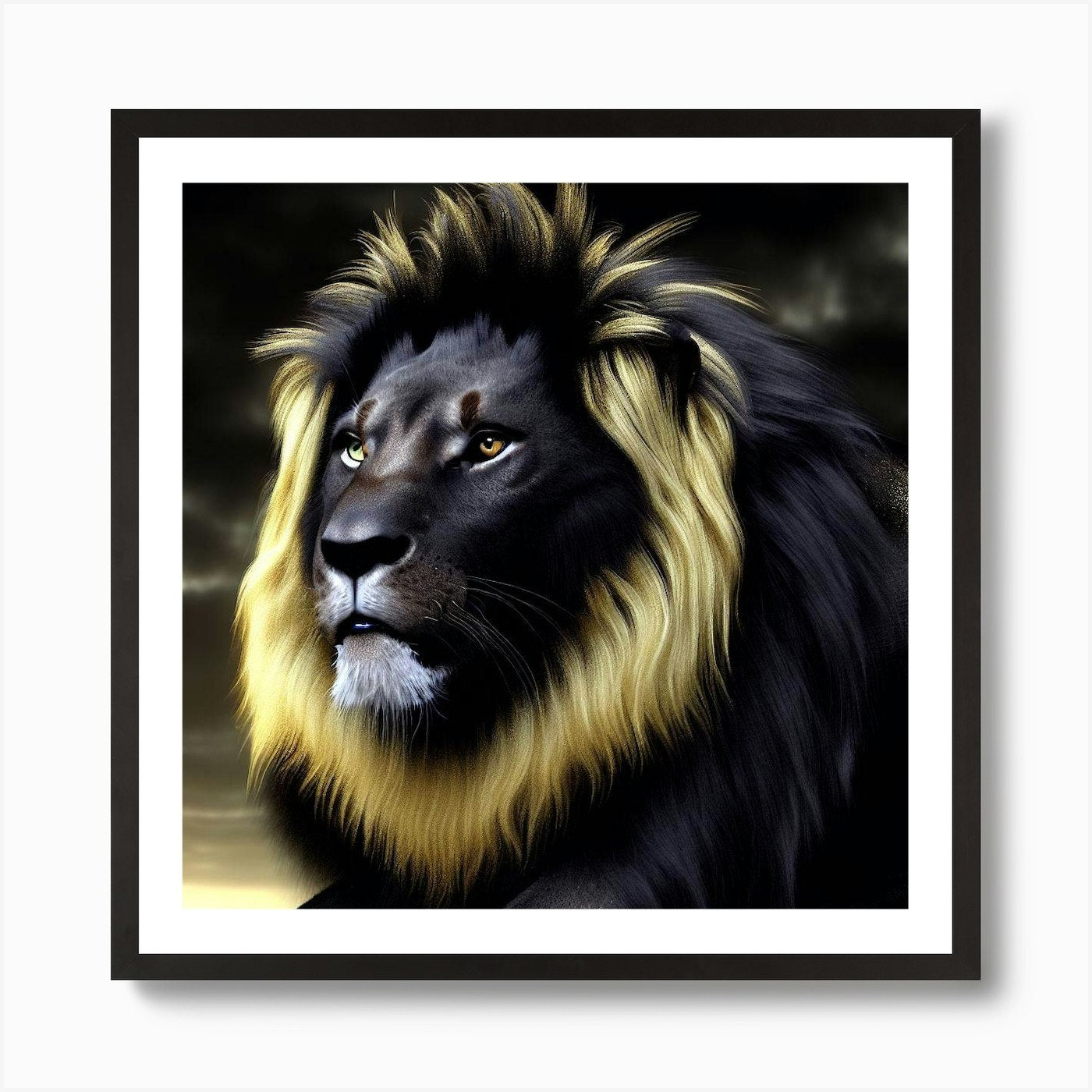 Black Lion Art Print Framed Wall Art Poster Canvas Print Picture