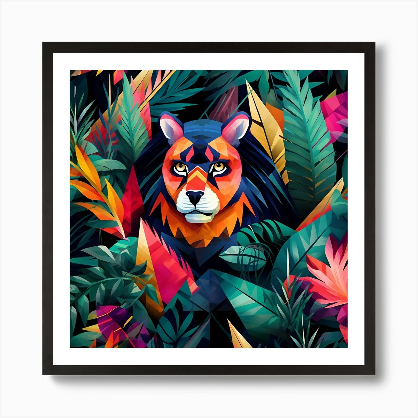 Lion In The Jungle 18 Art Print Framed Wall Art Poster Canvas Print Picture