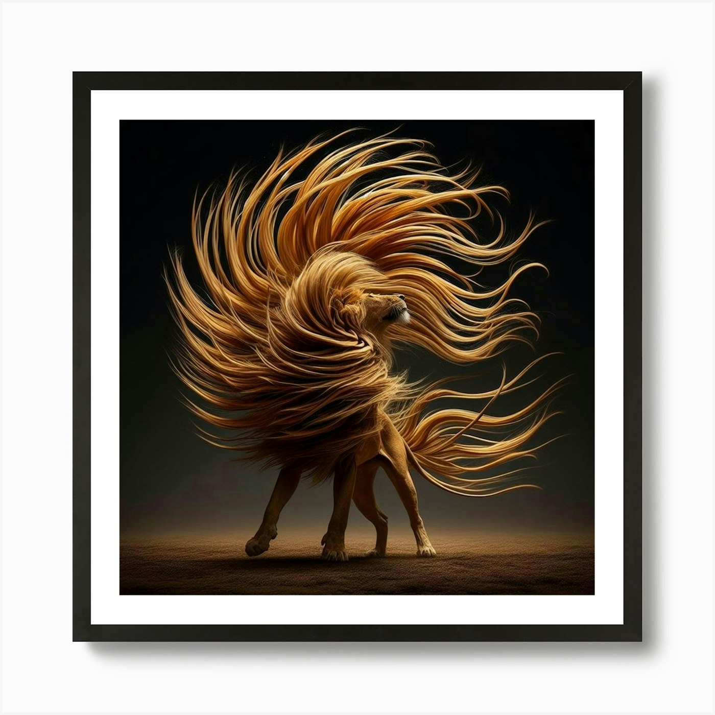 Lion With Hair Art Print Framed Wall Art Poster Canvas Print Picture