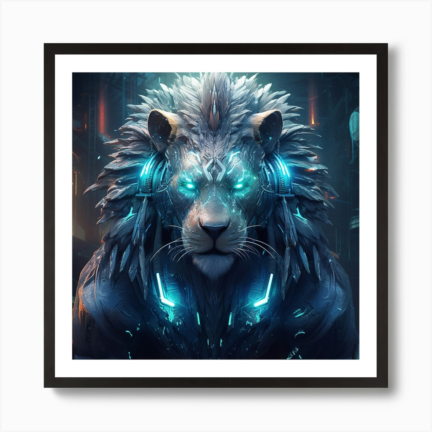 Armadiler Lion Sufusticated Futuris Framed Wall Art Poster Canvas Print Picture