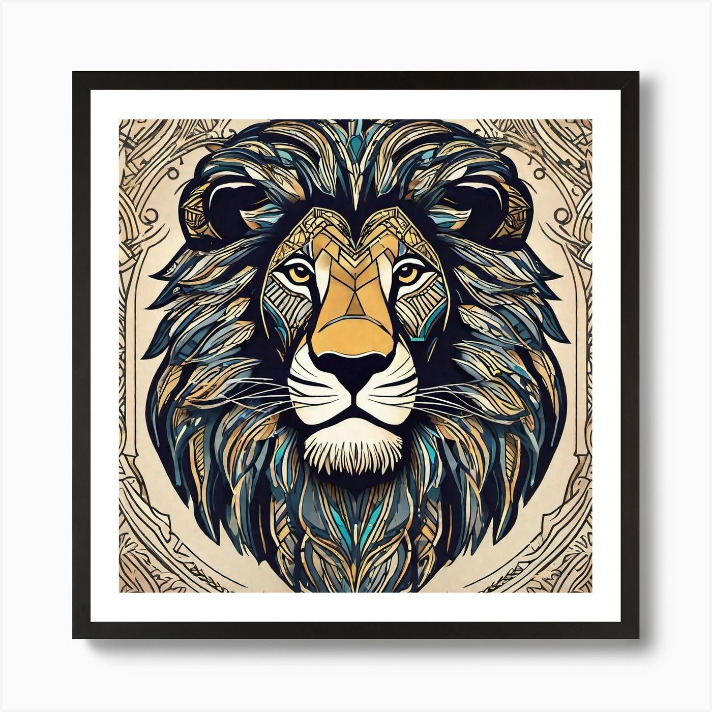 Lion Head 40 Art Print Framed Wall Art Poster Canvas Print Picture