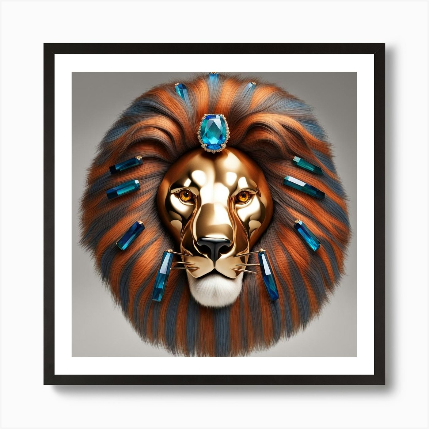 Lion Head Art Print Framed Wall Art Poster Canvas Print Picture
