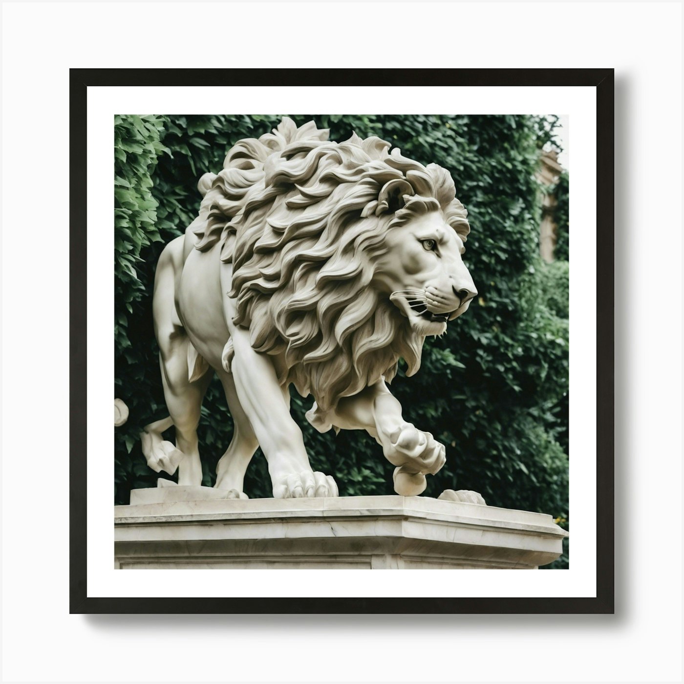 Lion Statue Art Print Framed Wall Art Poster Canvas Print Picture