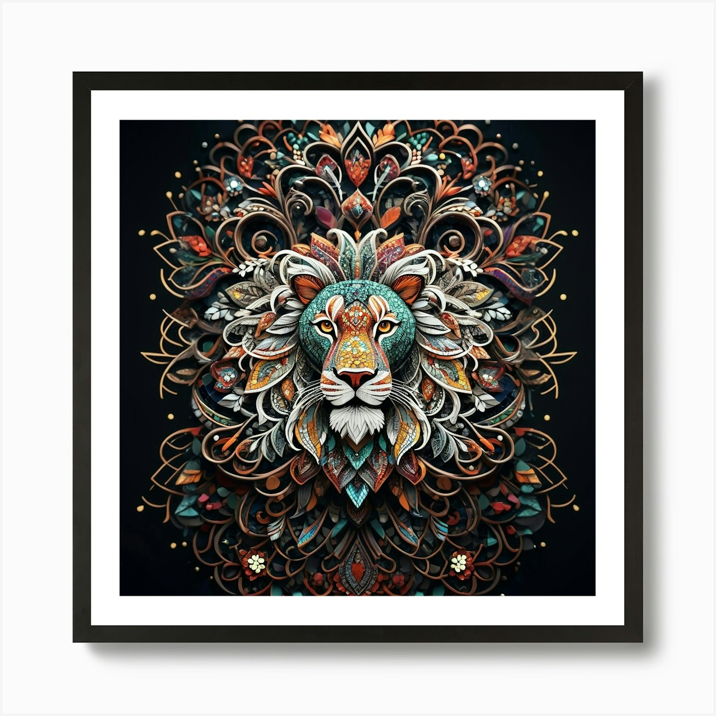 Lion Head Art Print Framed Wall Art Poster Canvas Print Picture
