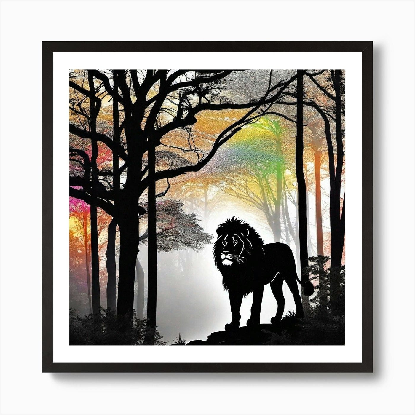 Lion In The Forest 2 Art Print Framed Wall Art Poster Canvas Print Picture