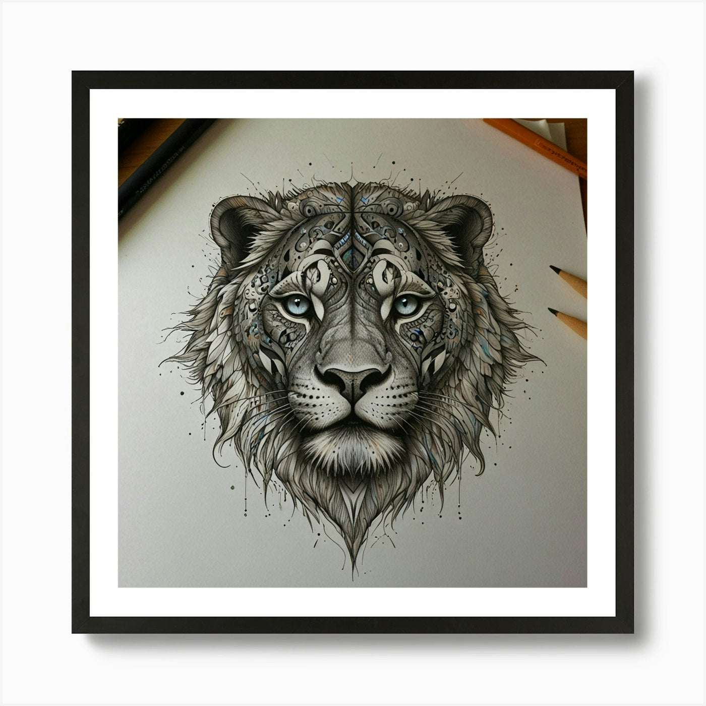 Lion Head Art Print Framed Wall Art Poster Canvas Print Picture