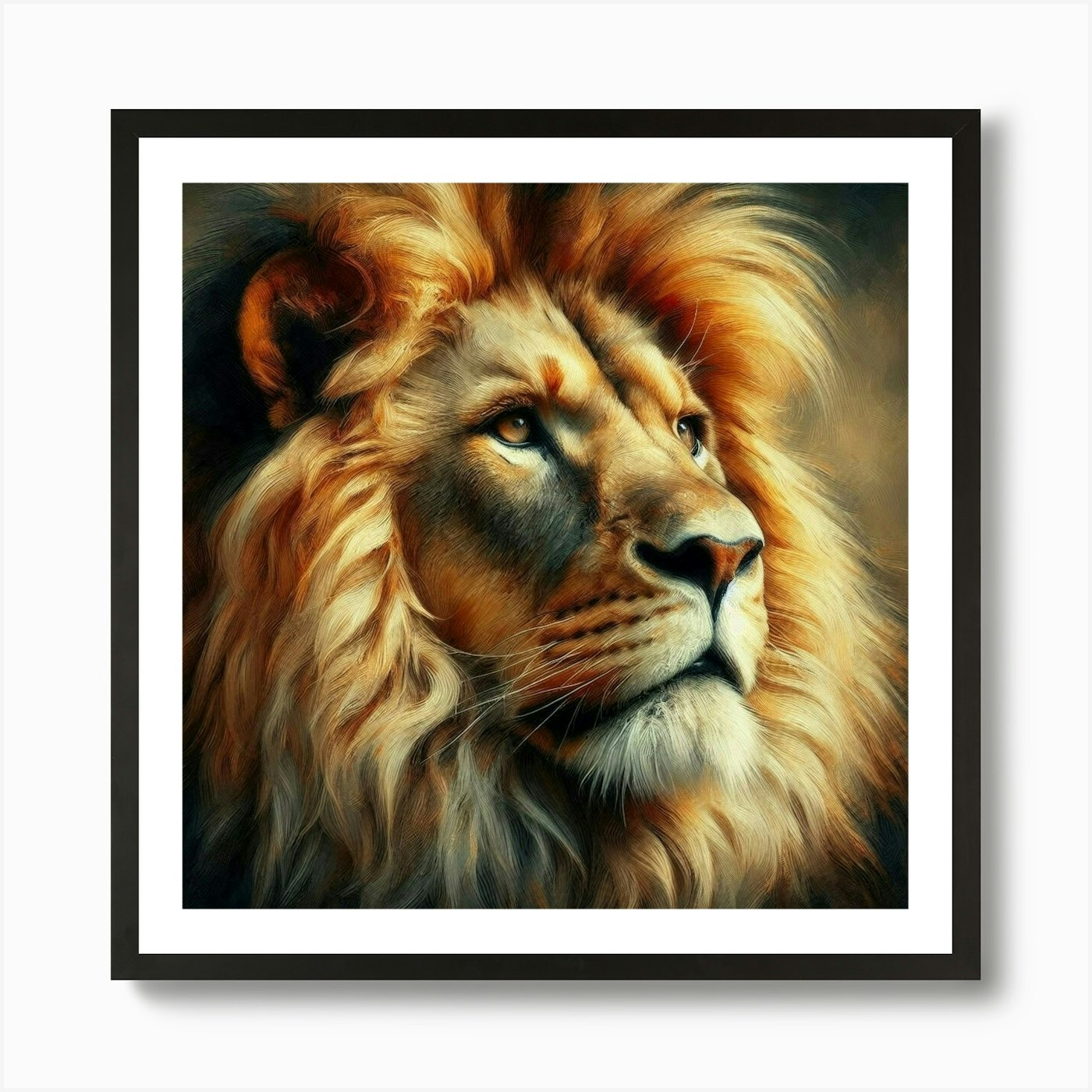 Lion Painting in oil paint Art Prin Framed Wall Art Poster Canvas Print Picture