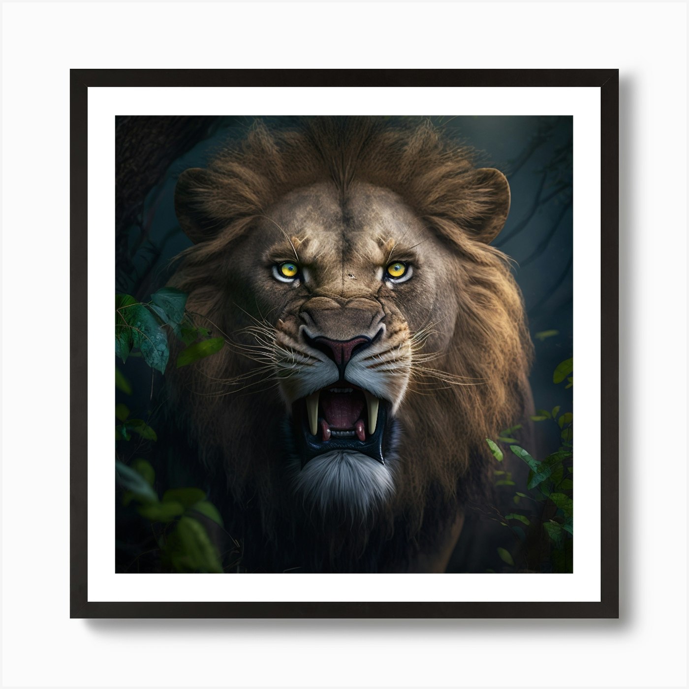 Lion In The Forest 5 Art Print Framed Wall Art Poster Canvas Print Picture