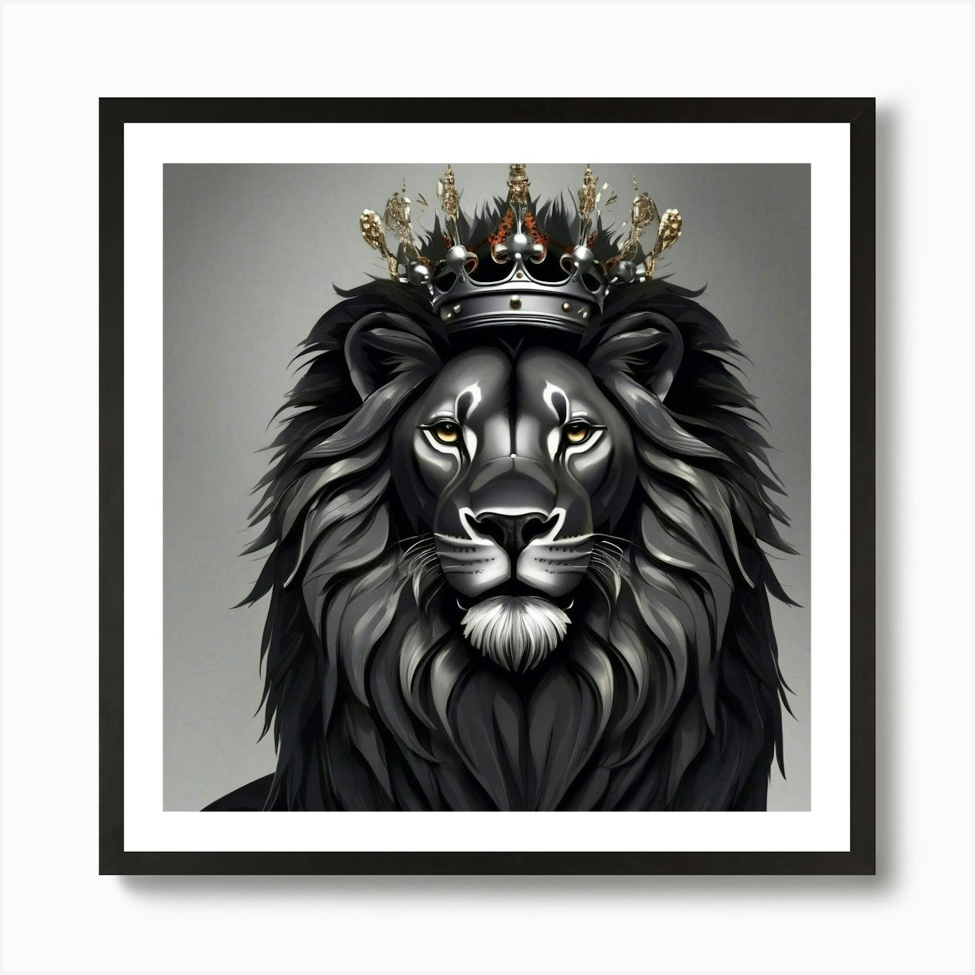 Lion With Crown 1 Art Print Framed Wall Art Poster Canvas Print Picture