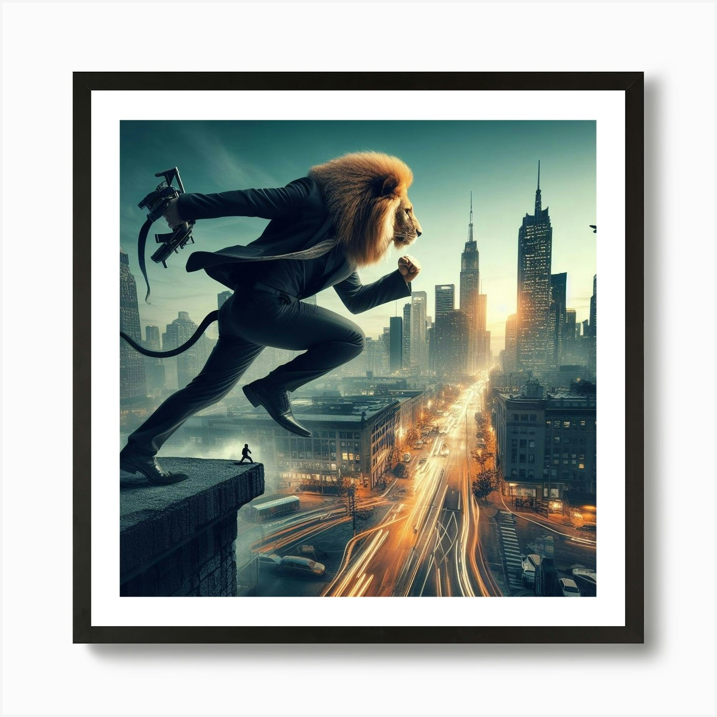 Hustle like a lion in the concrete Framed Wall Art Poster Canvas Print Picture