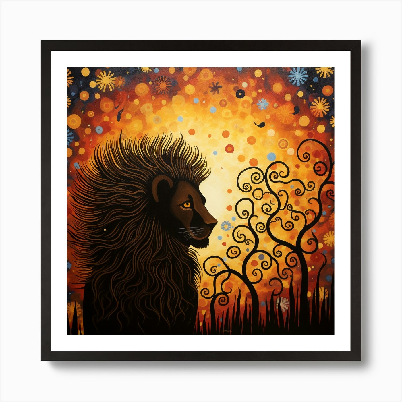 Lion At Sunset 1 Art Print Framed Wall Art Poster Canvas Print Picture