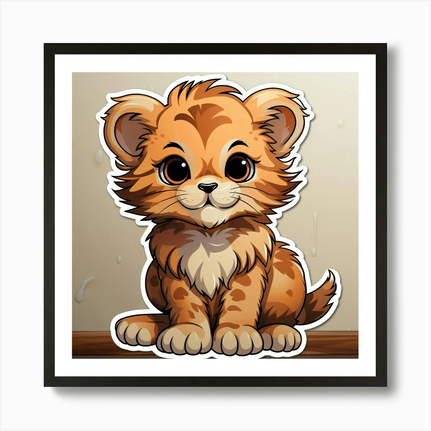 Lion Cub Sticker 2 Art Print Framed Wall Art Poster Canvas Print Picture