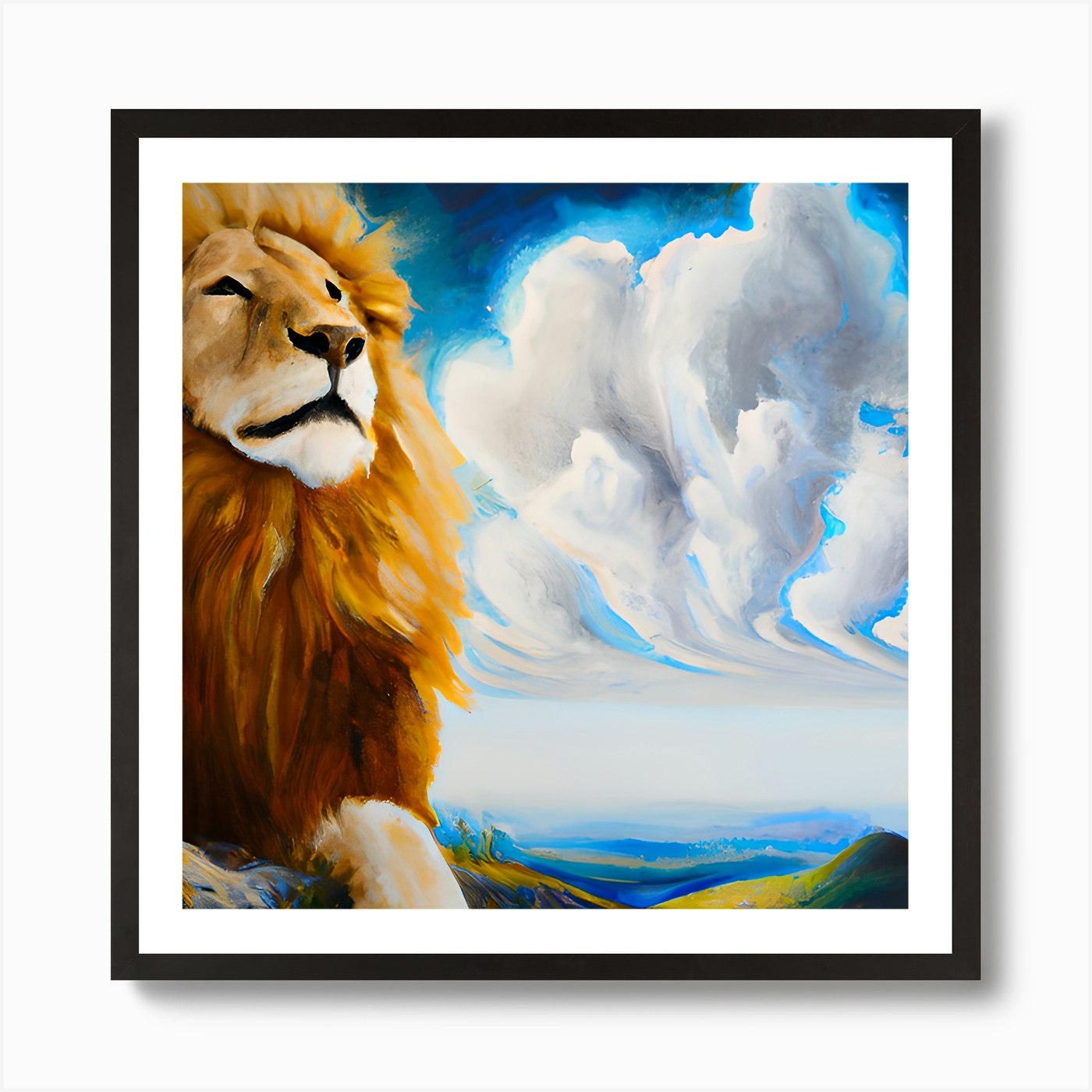 Lion In Nature Art Print Framed Wall Art Poster Canvas Print Picture