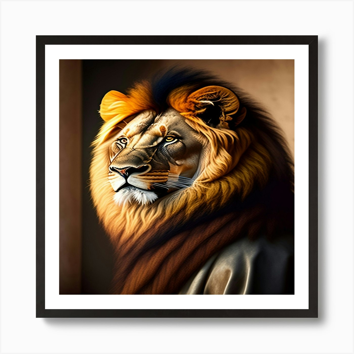 Lion Portrait Art Print Framed Wall Art Poster Canvas Print Picture