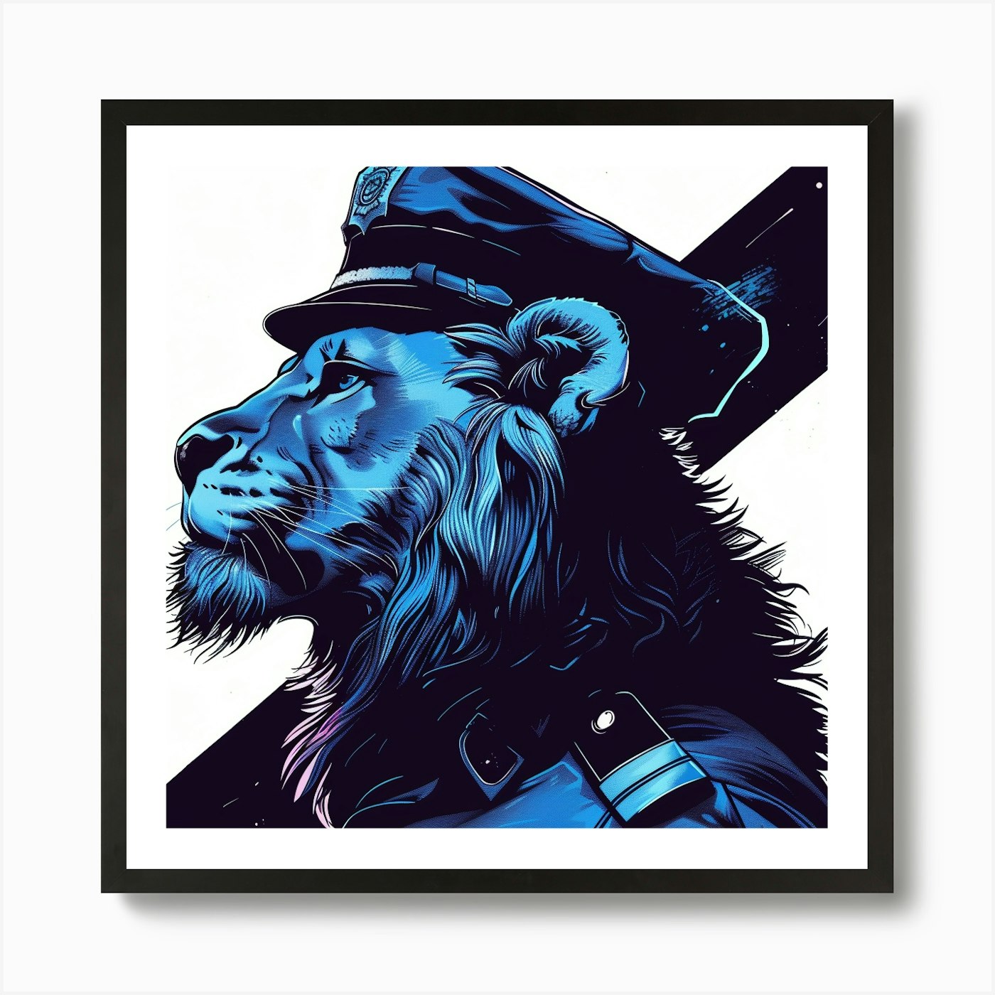 Police Lion Art Print Framed Wall Art Poster Canvas Print Picture
