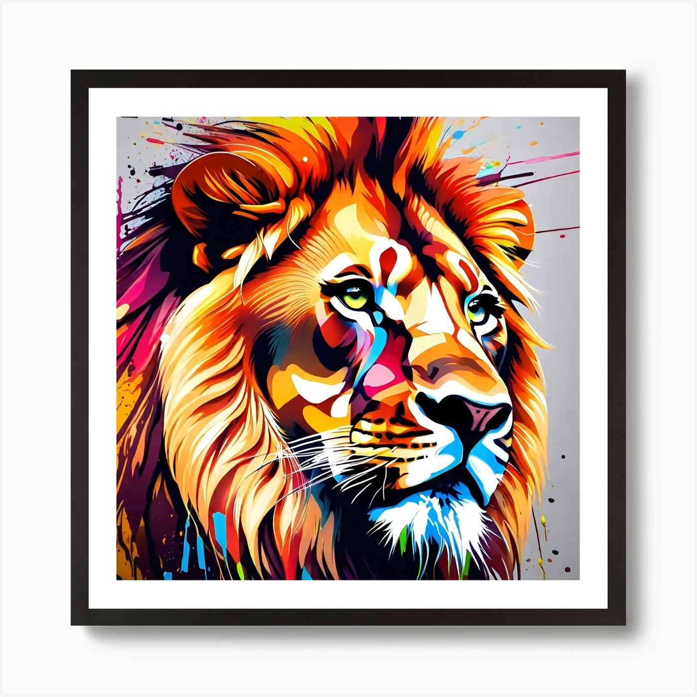 Colorful Lion Art Print Framed Wall Art Poster Canvas Print Picture
