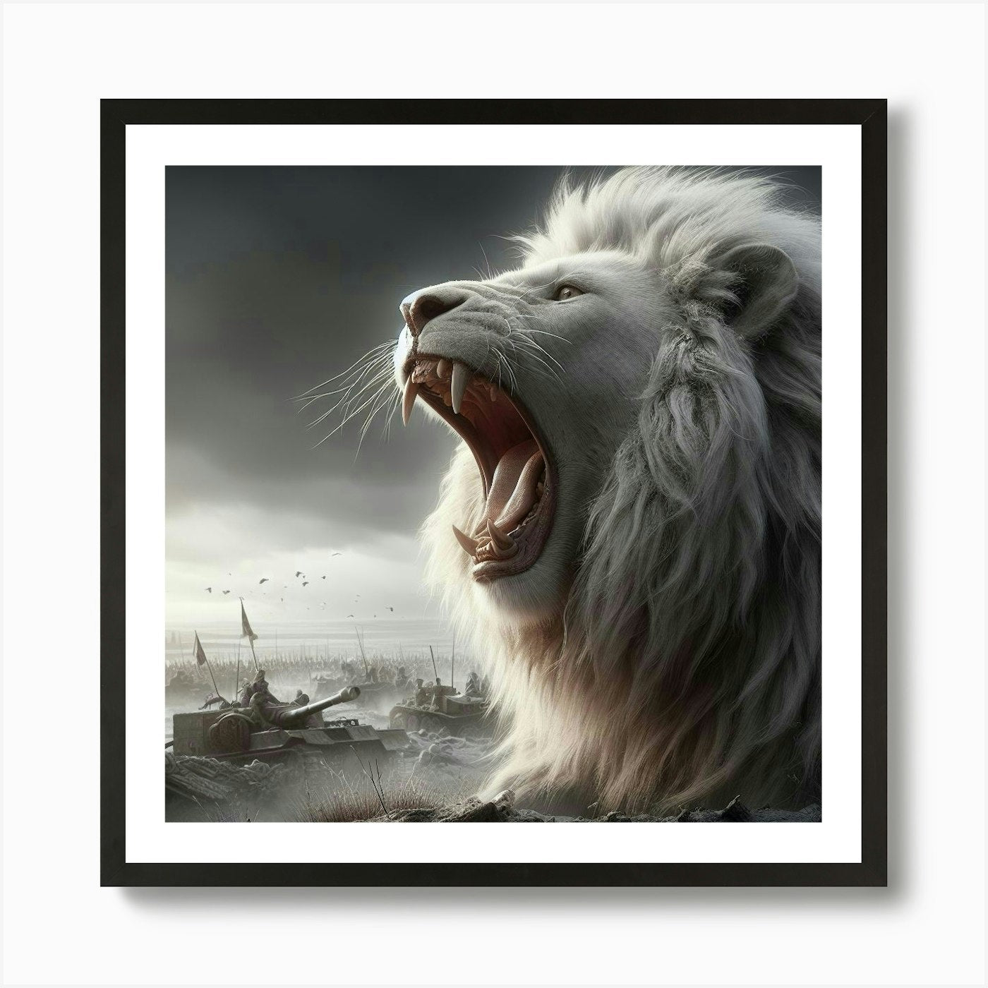 Lion Roaring Art Print Framed Wall Art Poster Canvas Print Picture