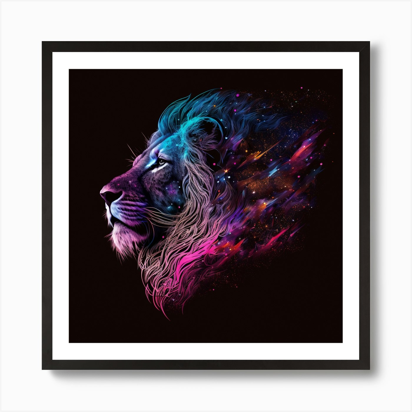 Galaxy Lion 2 Art Print Framed Wall Art Poster Canvas Print Picture
