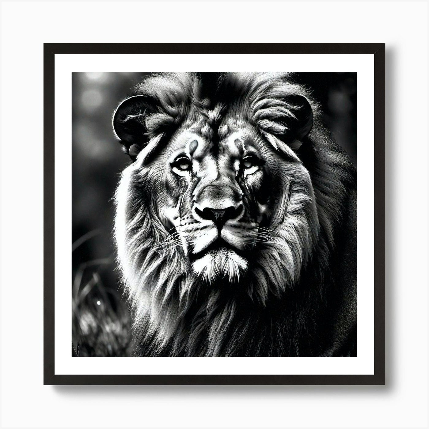 Black And White Lion 1 Art Print Framed Wall Art Poster Canvas Print Picture
