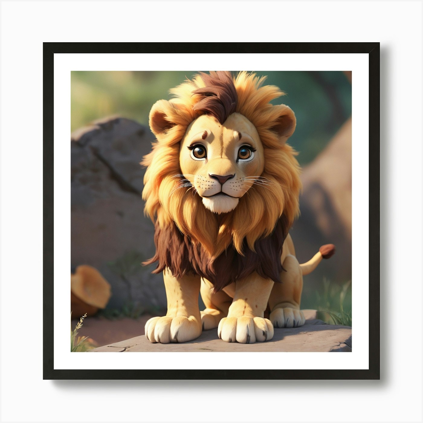 Cute Lion Art Print Framed Wall Art Poster Canvas Print Picture