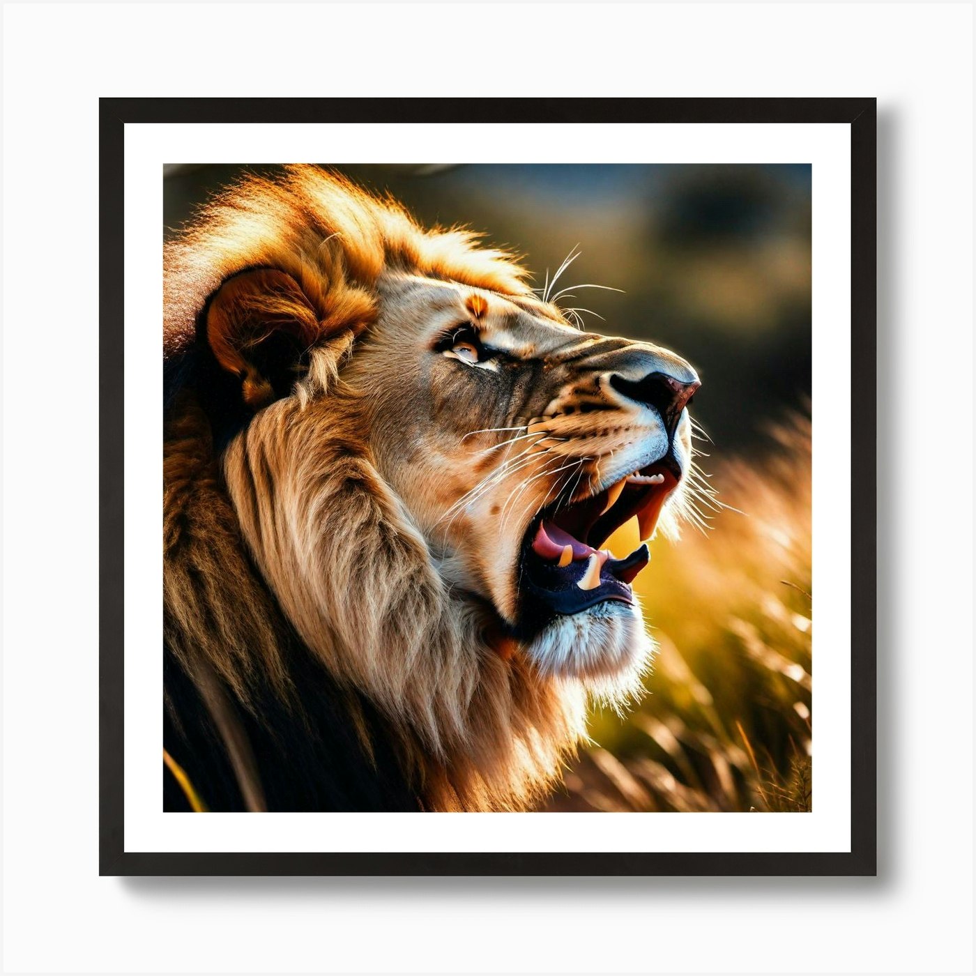 Lion Roaring Art Print Framed Wall Art Poster Canvas Print Picture