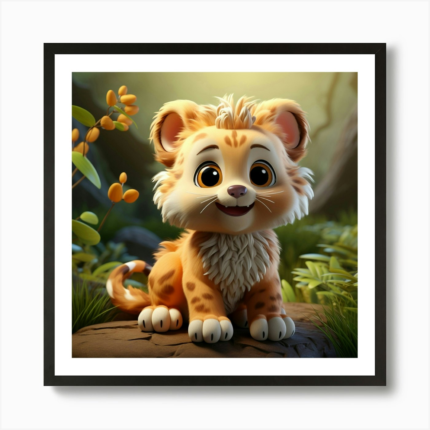 Lion Cub 3 Art Print Framed Wall Art Poster Canvas Print Picture