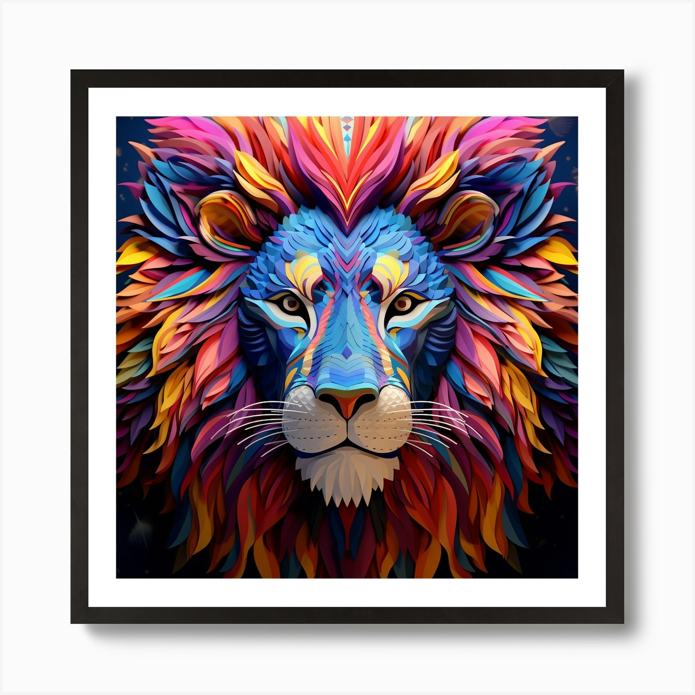 Colorful Lion 6 Art Print Framed Wall Art Poster Canvas Print Picture