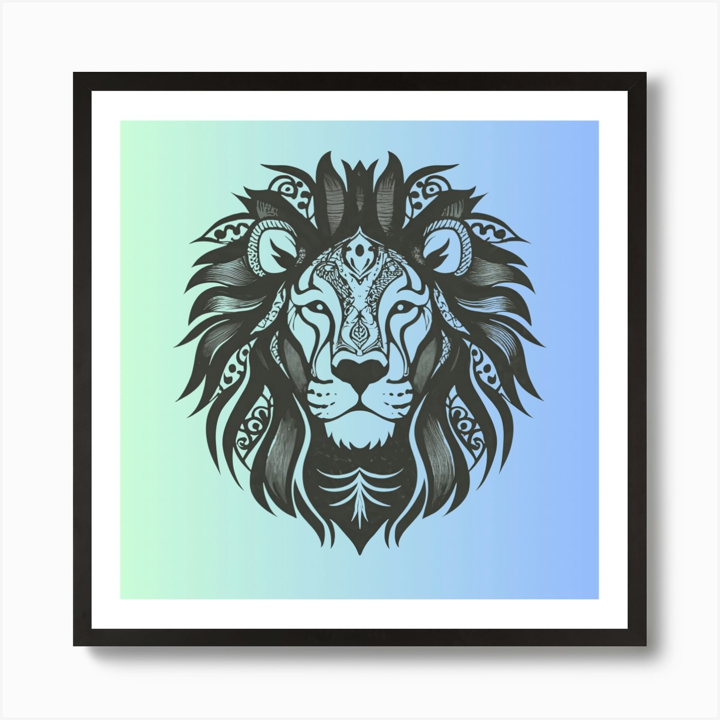 Lion Head 6 Art Print Framed Wall Art Poster Canvas Print Picture