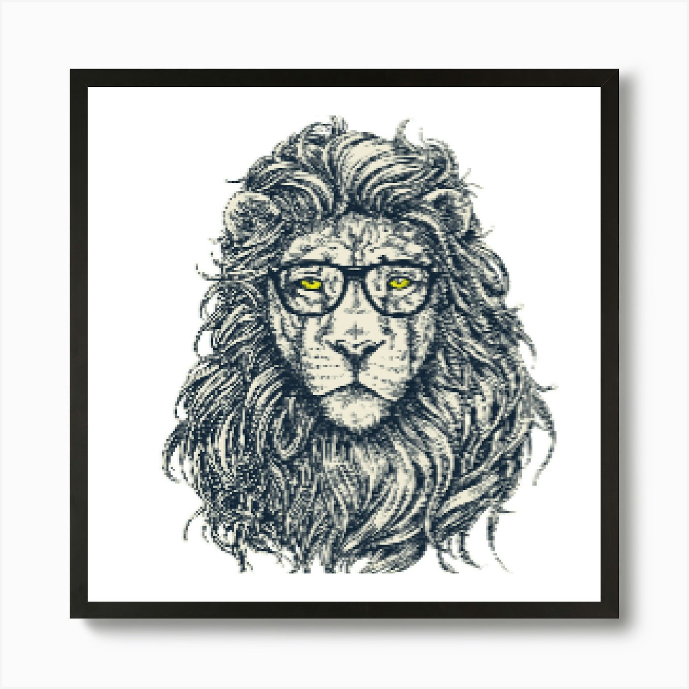 Lion With Glasses Art Print Framed Wall Art Poster Canvas Print Picture