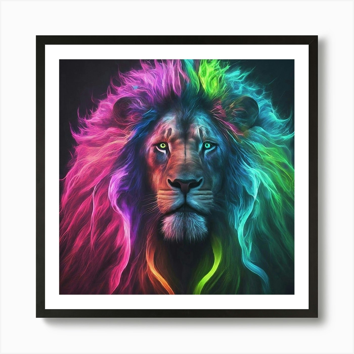Rainbow Lion Art Print Framed Wall Art Poster Canvas Print Picture