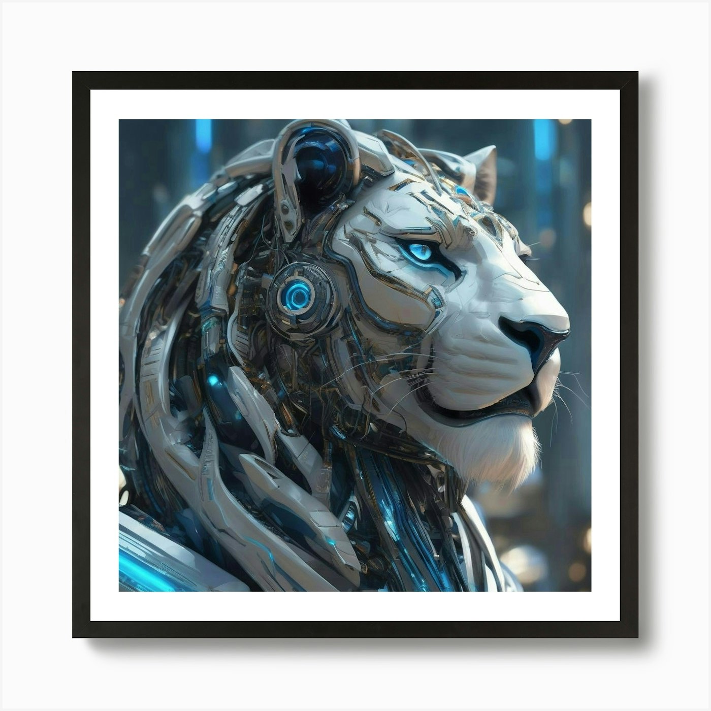 Neon Lion Art Print Framed Wall Art Poster Canvas Print Picture