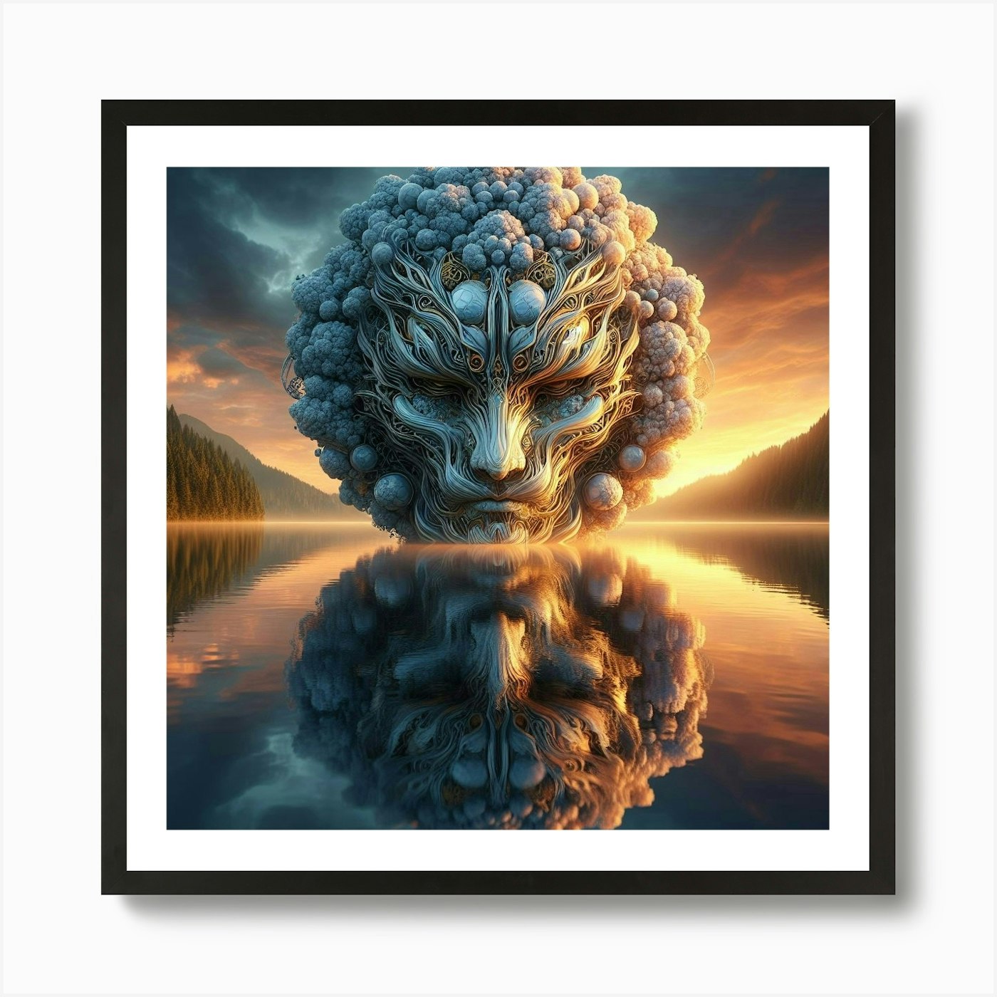 Lion'S Head Art Print Framed Wall Art Poster Canvas Print Picture