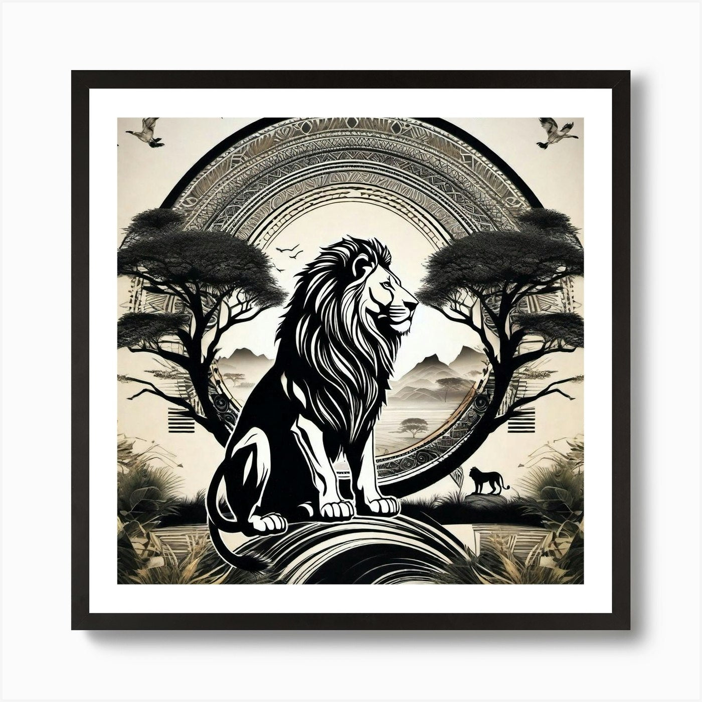Lion In The Forest 11 Art Print Framed Wall Art Poster Canvas Print Picture
