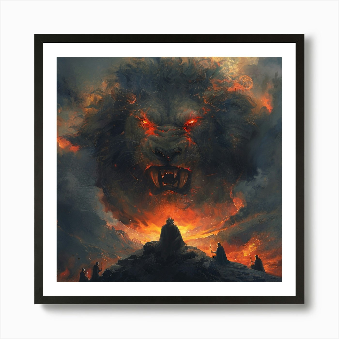 Lion in the Night Sky Art Print Framed Wall Art Poster Canvas Print Picture