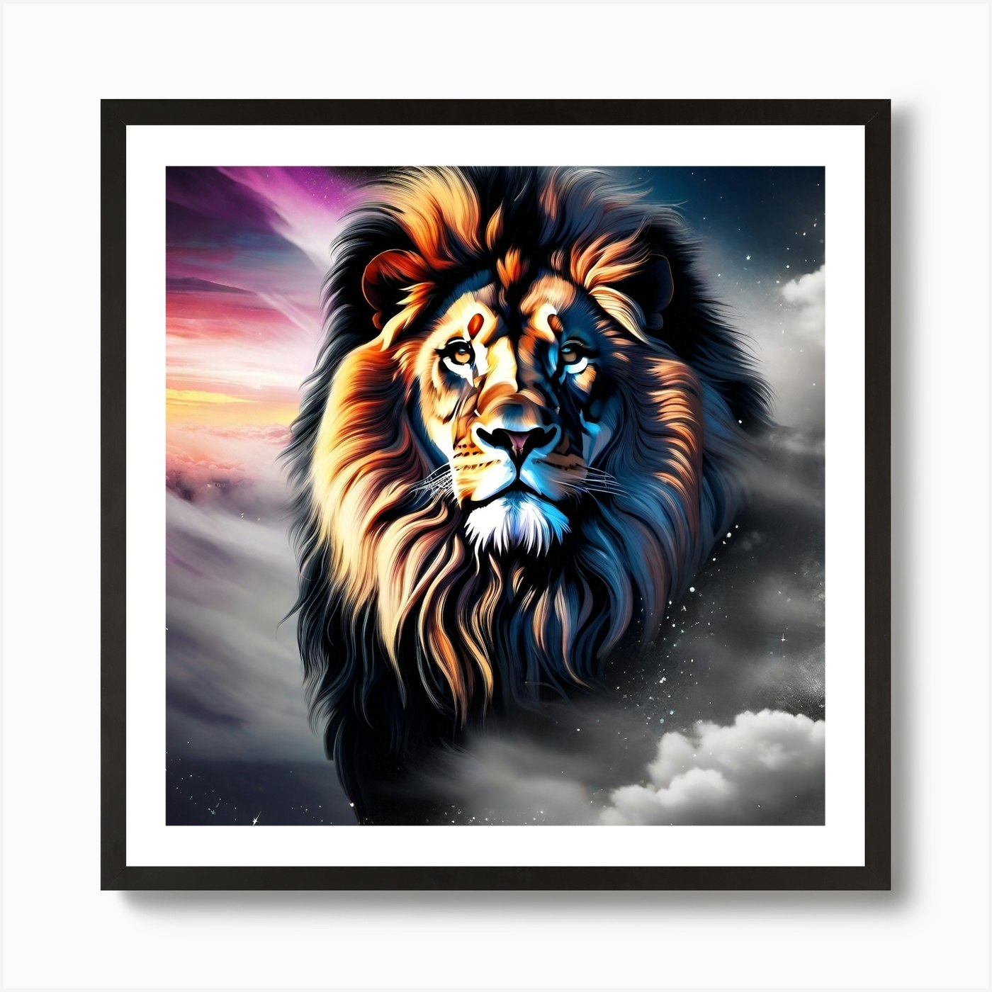 Lion In The Sky 2 Art Print Framed Wall Art Poster Canvas Print Picture