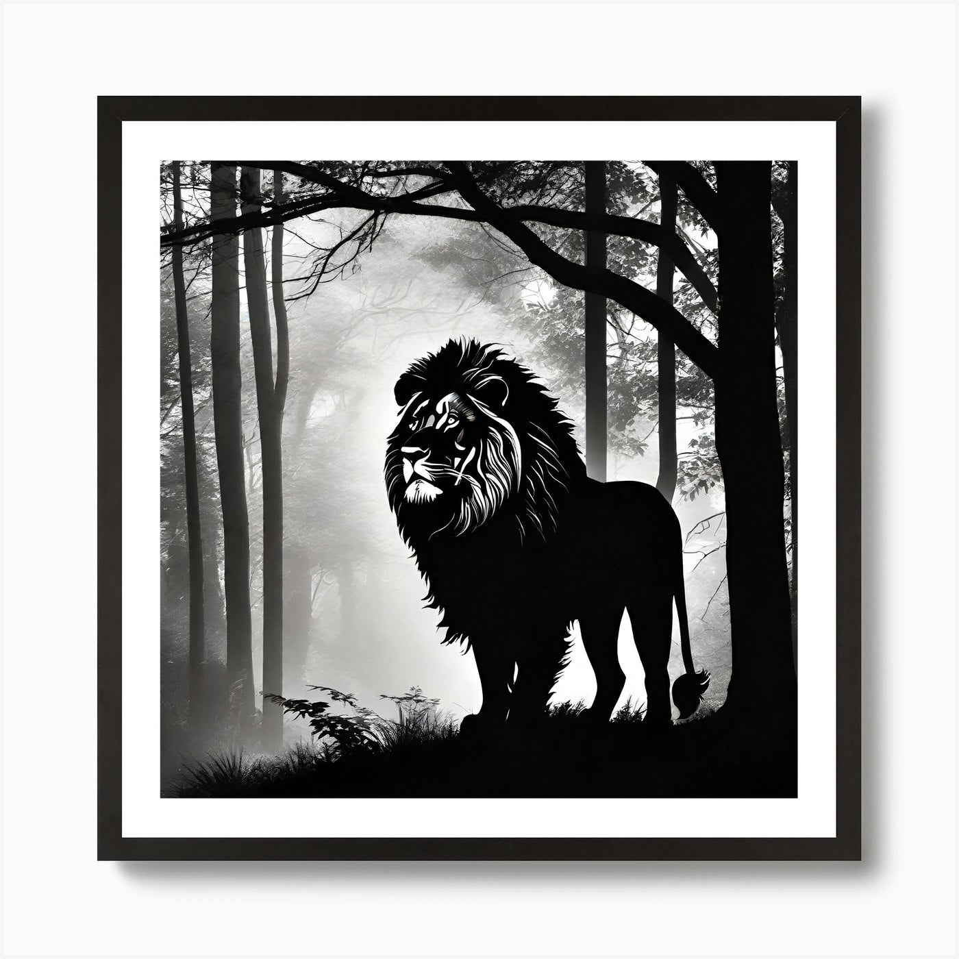Lion In The Forest 13 Art Print Framed Wall Art Poster Canvas Print Picture