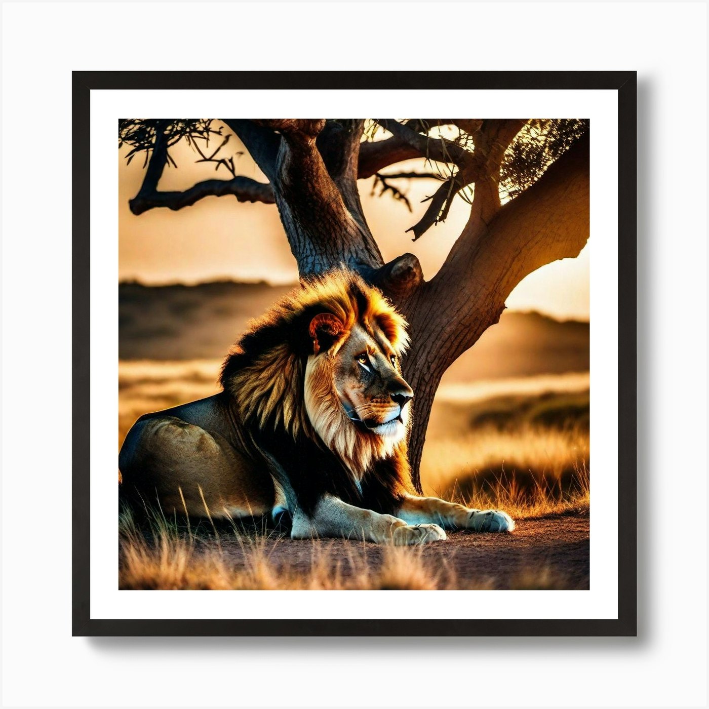 Lion In The Sun 1 Art Print Framed Wall Art Poster Canvas Print Picture