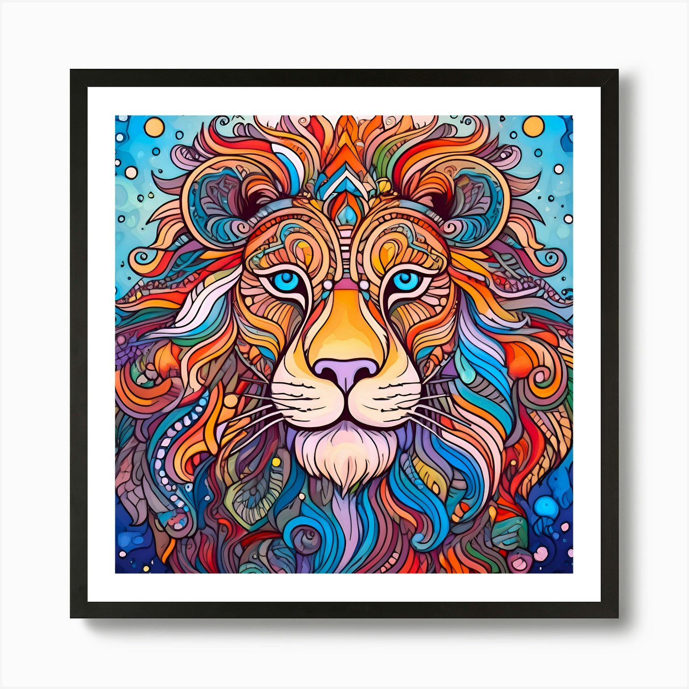 Vivid Abstract Lion 1 Art Print Framed Wall Art Poster Canvas Print Picture