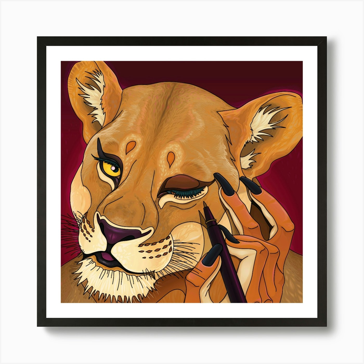 Lion Makeup Art Print Framed Wall Art Poster Canvas Print Picture