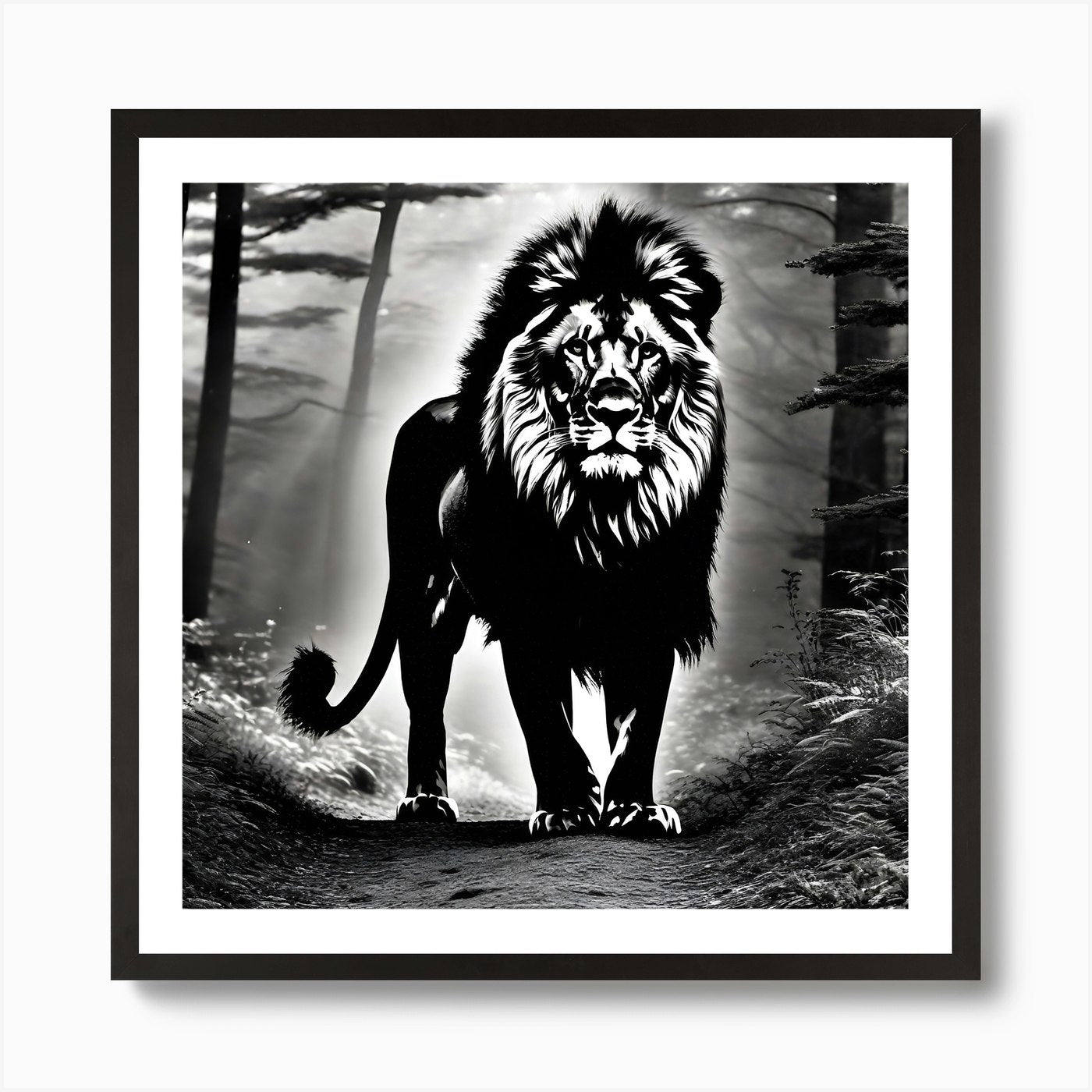 Lion In The Forest 12 Art Print Framed Wall Art Poster Canvas Print Picture