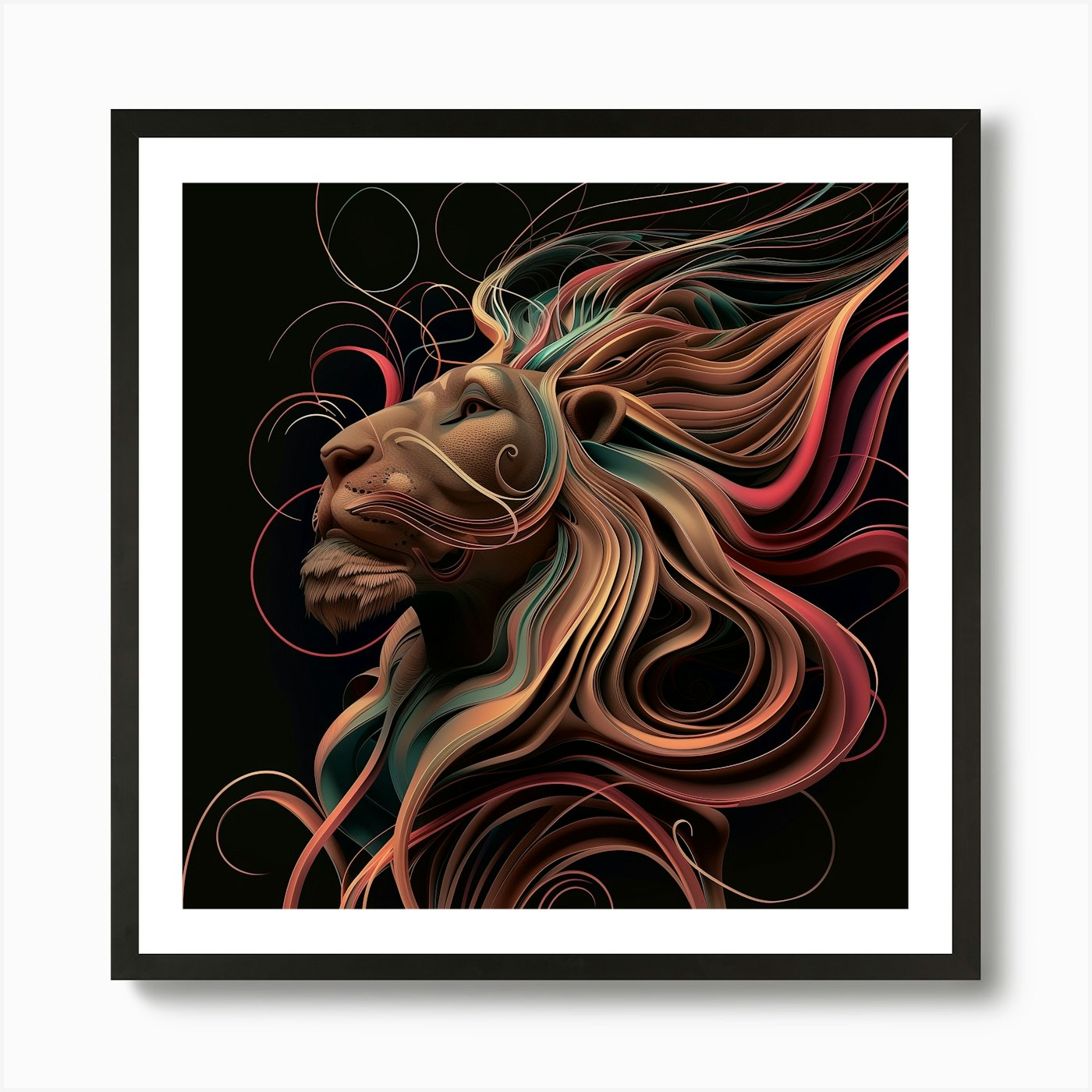 Lion, Artwork print, "Call Of The W Framed Wall Art Poster Canvas Print Picture