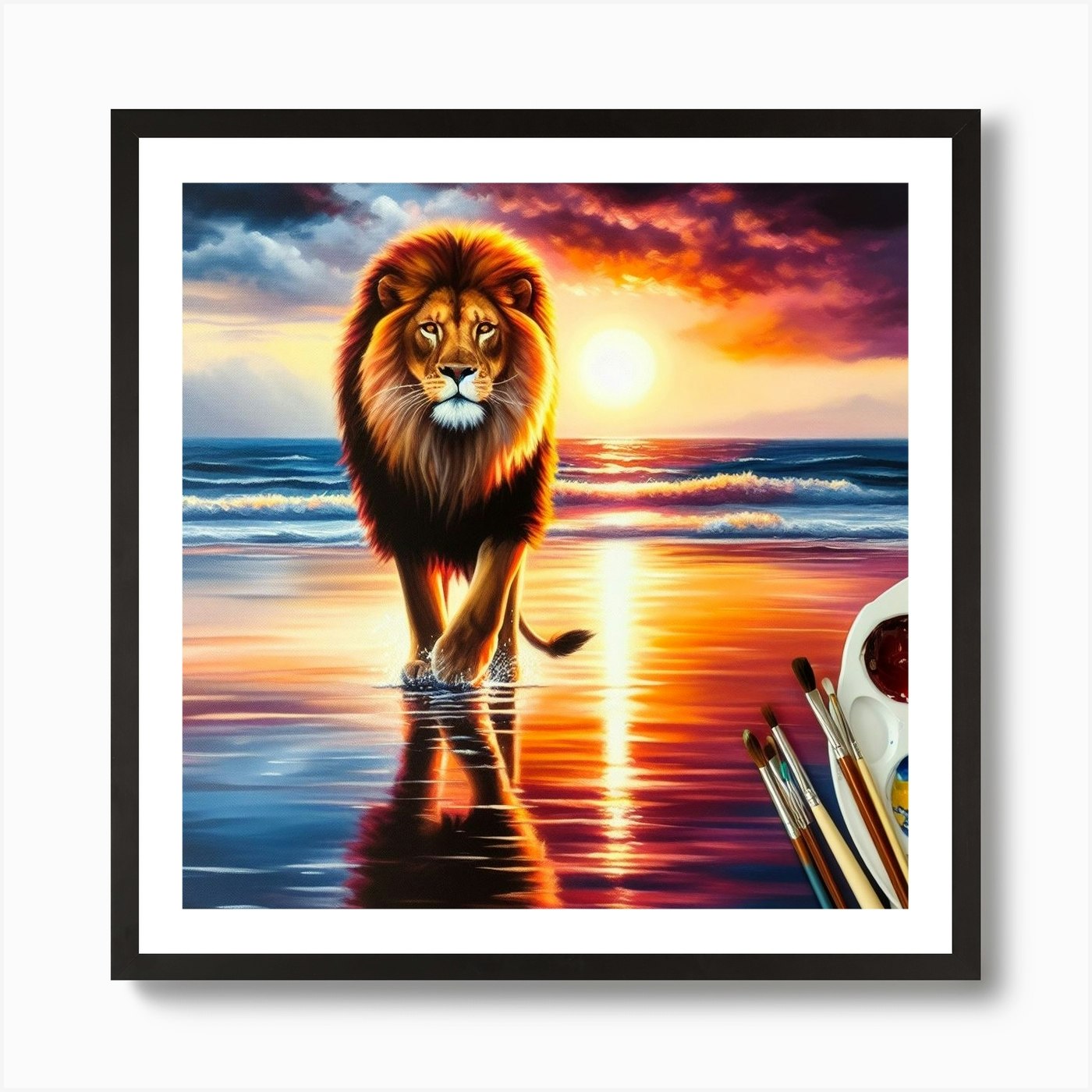 Drawing of a lion Art Print Framed Wall Art Poster Canvas Print Picture
