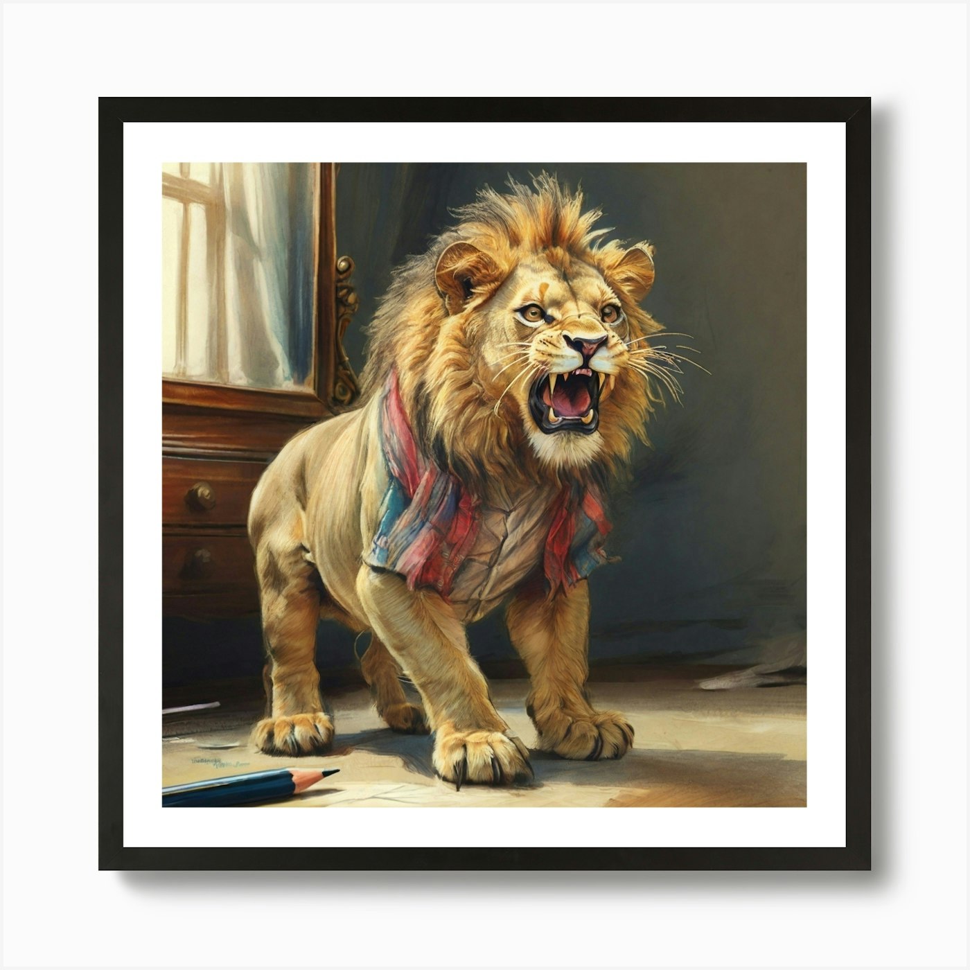 Lion! 4 Art Print Framed Wall Art Poster Canvas Print Picture