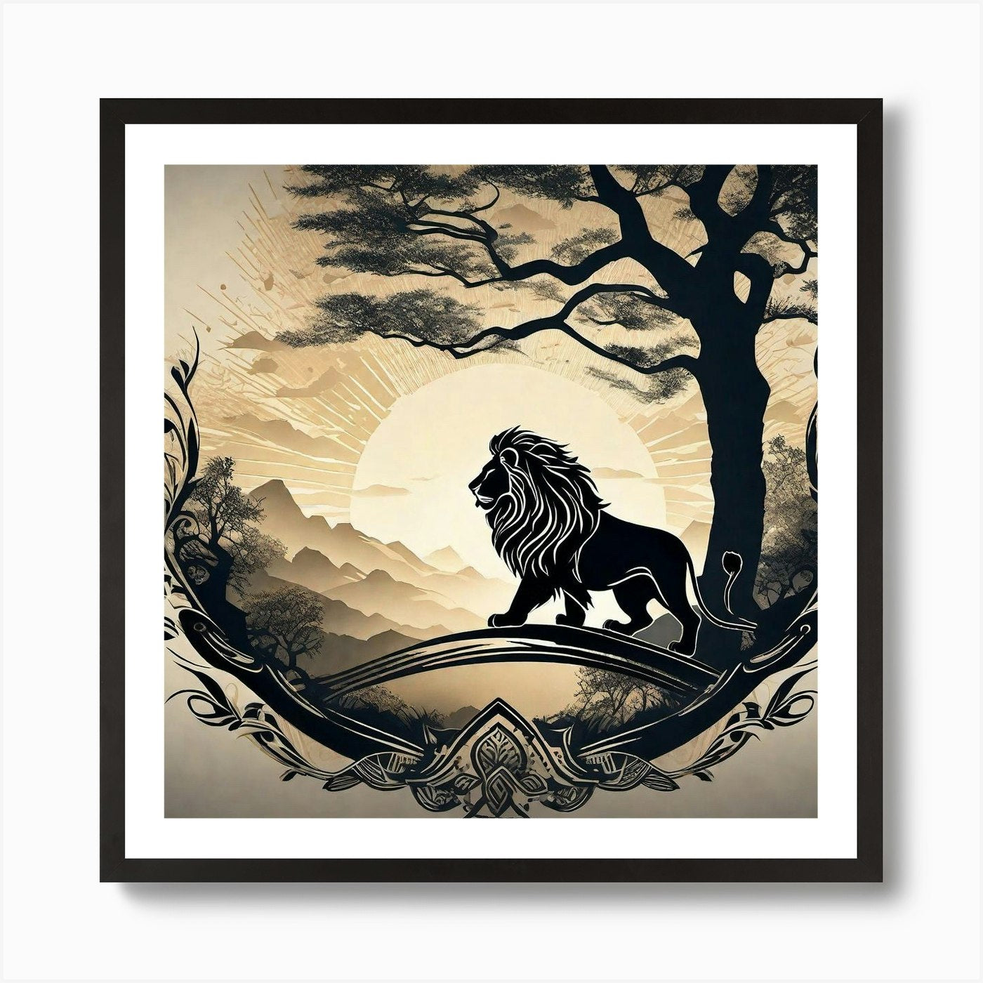 Lion In The Forest 40 Art Print Framed Wall Art Poster Canvas Print Picture