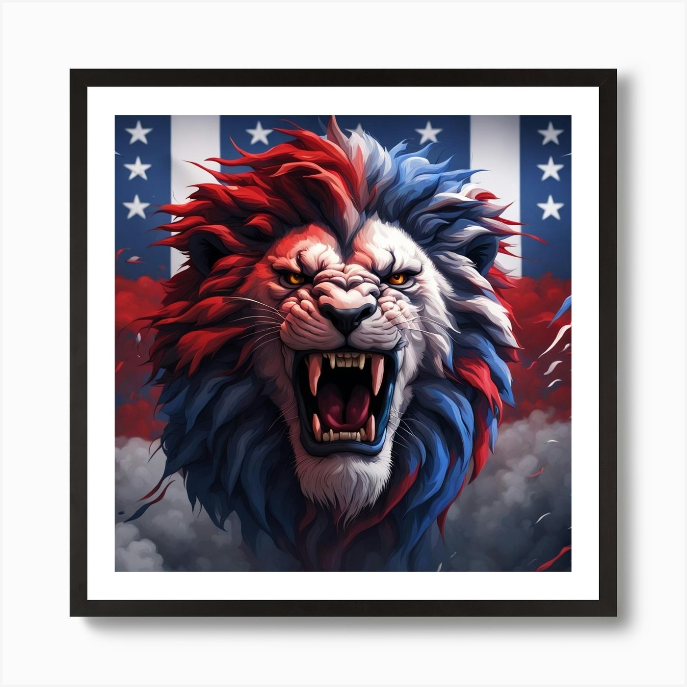 Roaring American Lion Art Print Framed Wall Art Poster Canvas Print Picture
