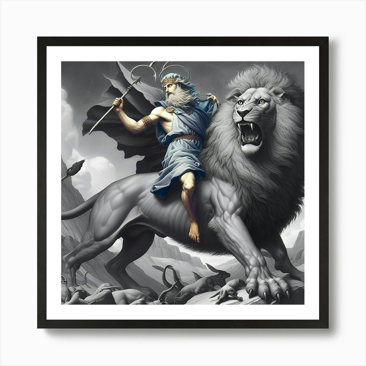 Saturn On Lion Art Print Framed Wall Art Poster Canvas Print Picture